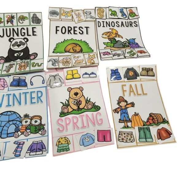 Homemade Matching Velcro cards, special needs teaching, seasons - Picture 3 of 4